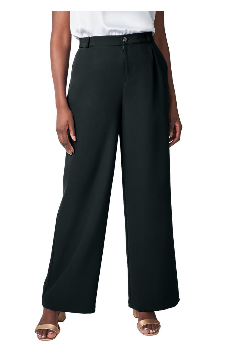 Jessica London Bi-Stretch Wide Leg Pant, Main, color, Black