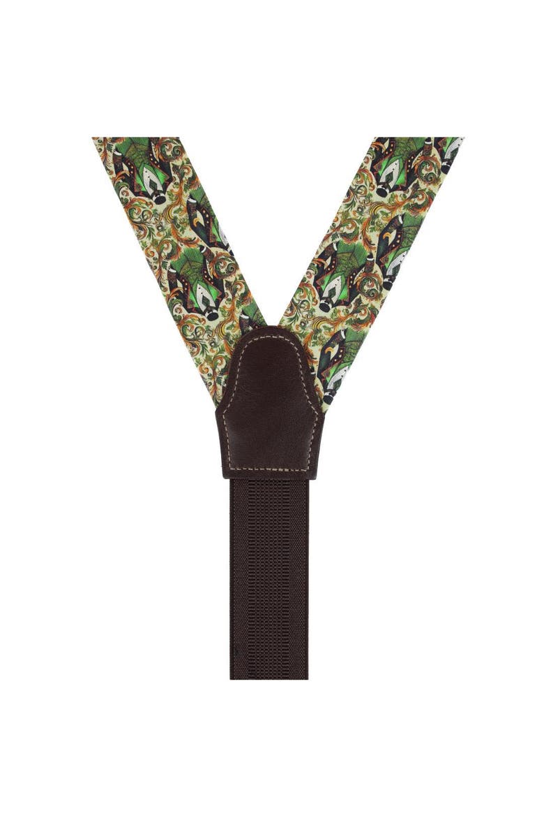 Shall We Dance Silk Novelty Button End Suspenders, Alternate, color, Green