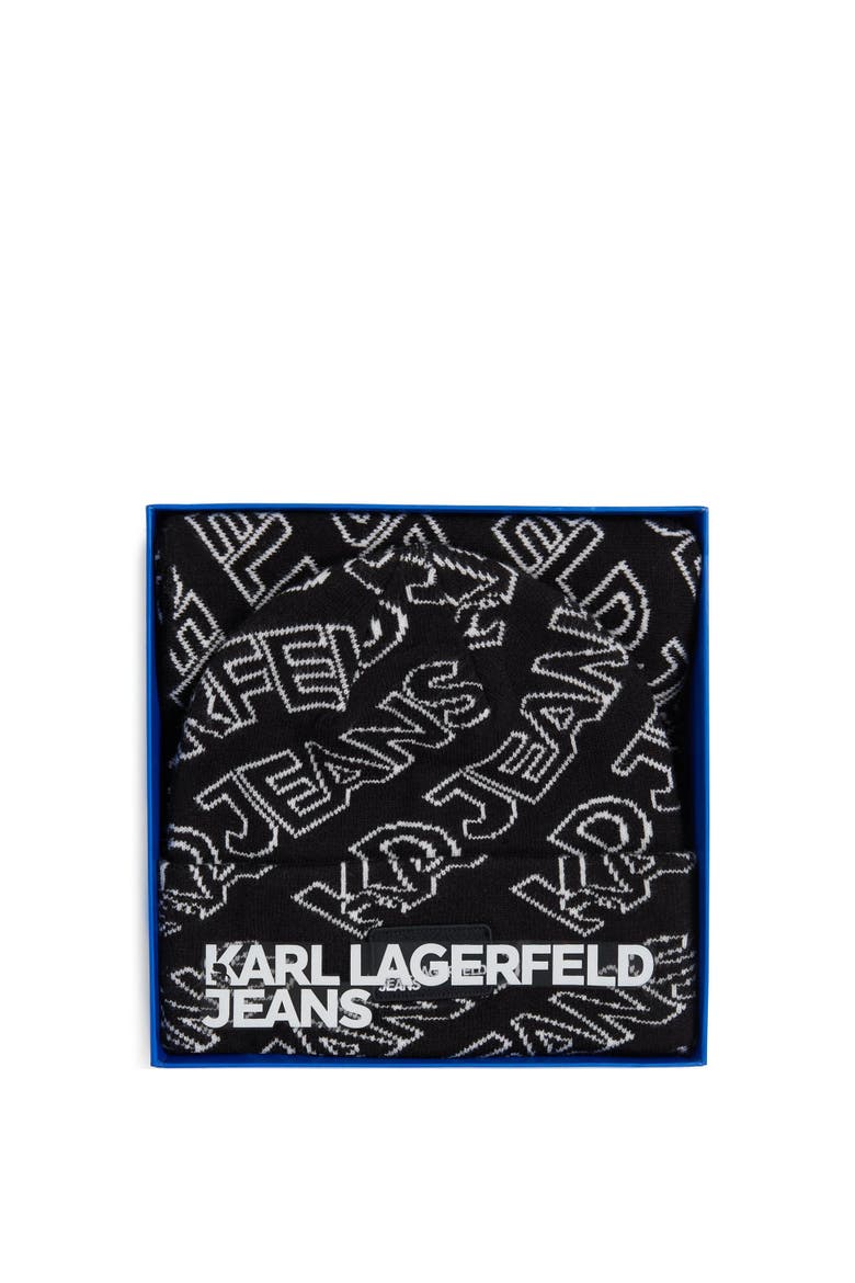 Men's Monogram Scarf & Beanie Gift Set, Alternate, color, Black