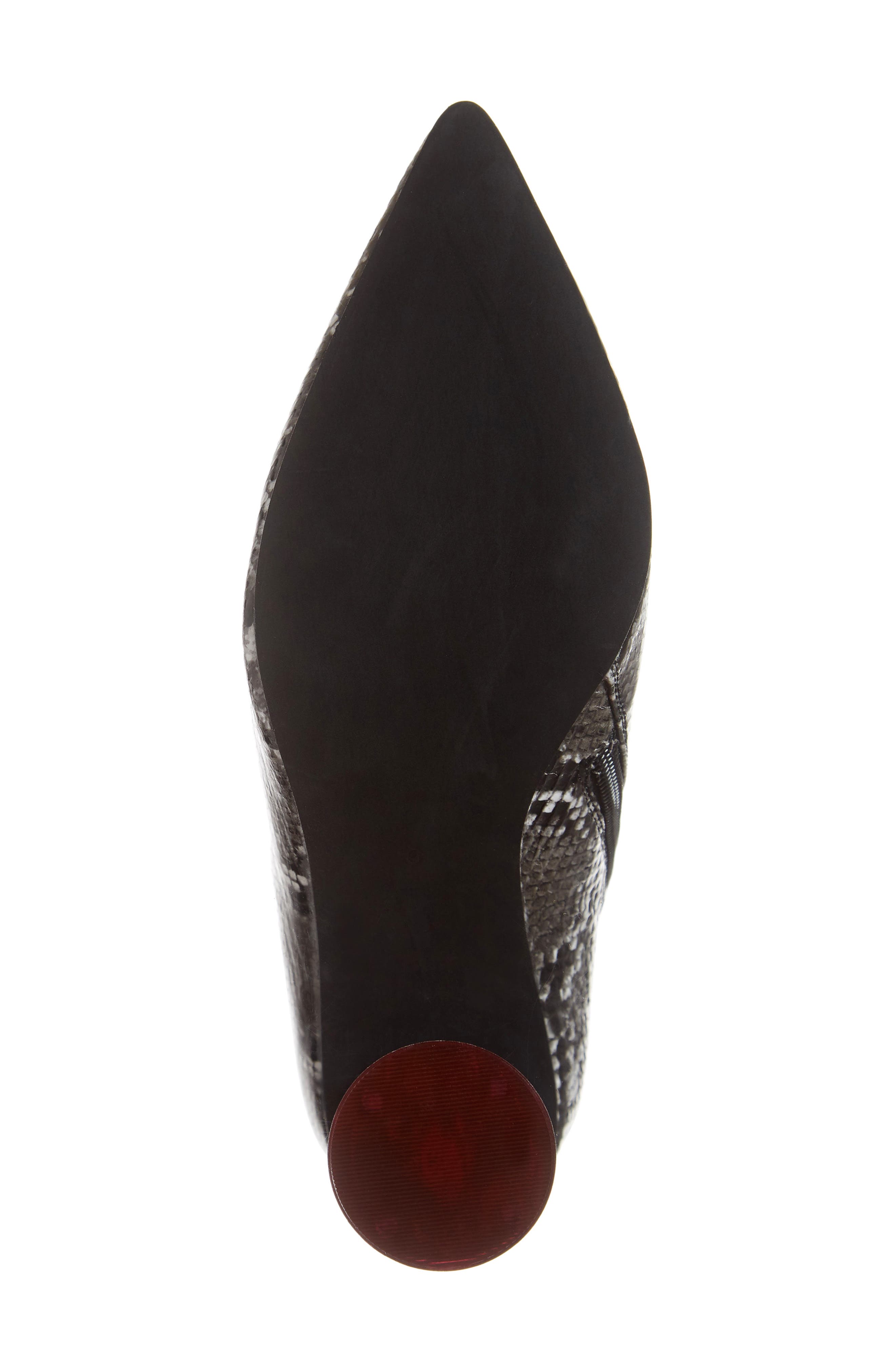 Lustful Bootie, Alternate, color, BLACK GREY SNAKE/ RED COMBO