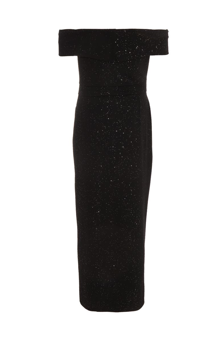 QUIZ Glitter Liverpool Bardot Wrap Midi Dress, Alternate, color, 