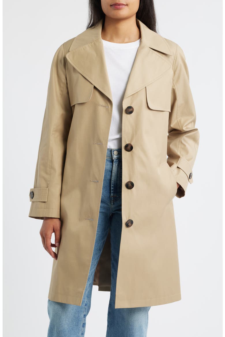 Water Resistant Cotton Blend Trench Coat, Alternate, color, BIRCH TAN