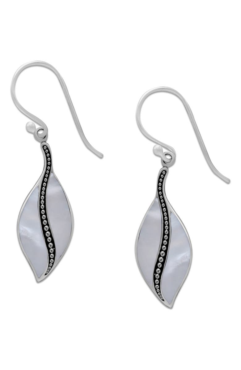 SAMUEL B. Sterling Silver Leaf Drop Earrings, Main, color, White