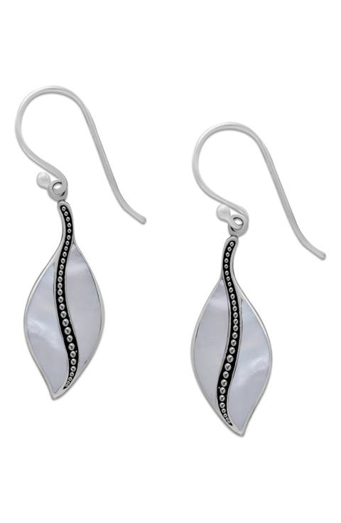 Sterling Silver Leaf Drop Earrings