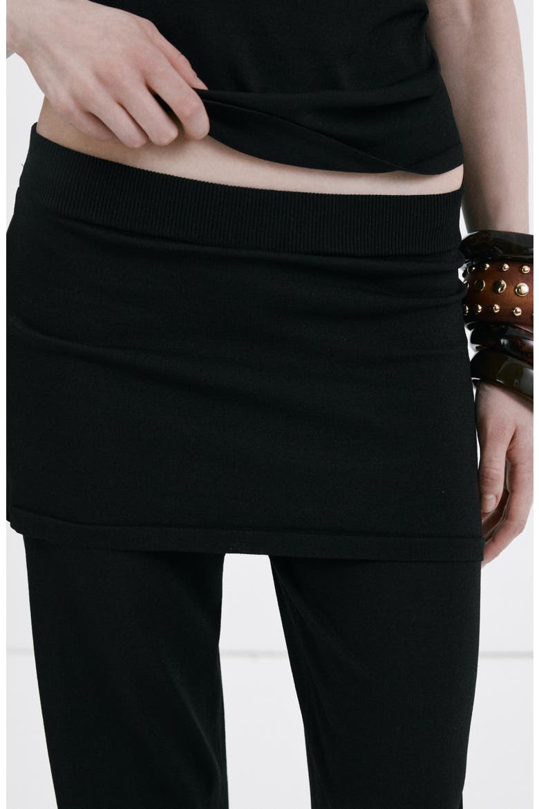 Foldover Knit Wide Leg Pants, Alternate, color, BLACK