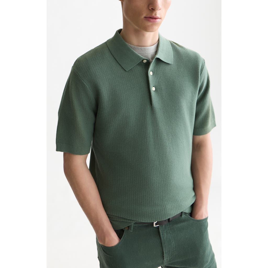 Scotch & Soda Regular Fit Structured Knit Cotton Polo in Dark Forest at Nordstrom, Size Large