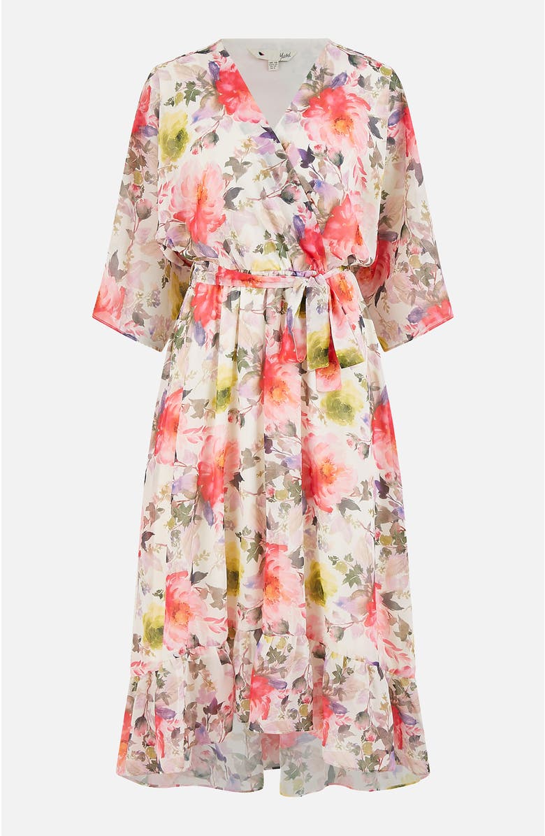 Yumi Ruffle-Hem Wrap Midi Dress, Alternate, color, Ivory