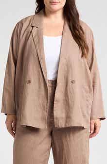 Eileen Fisher Double Breasted Organic Linen Blazer