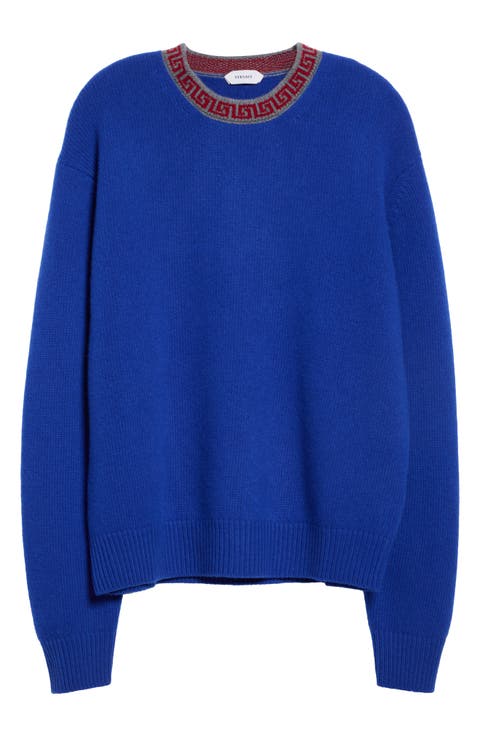 Greca Border Crewneck Wool & Cashmere Sweater