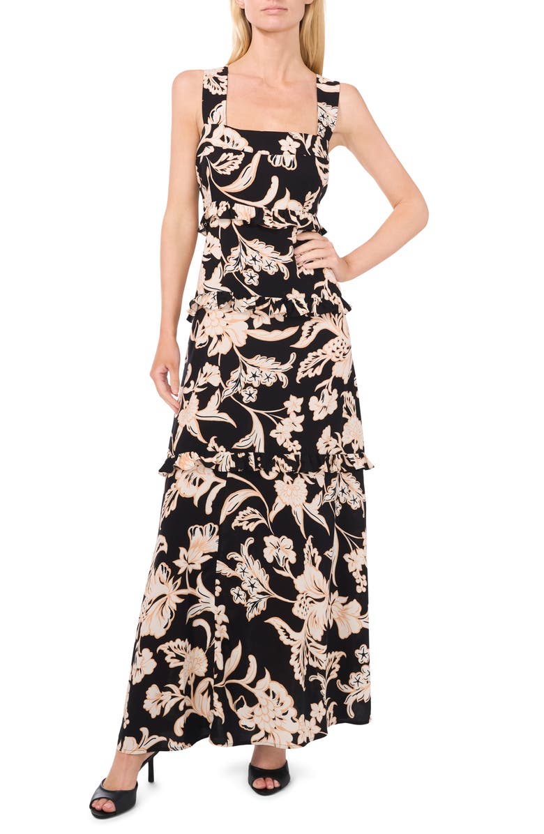 CeCe Floral Print Ruffle Maxi Dress, Main, color,