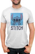 Lilo & Stitch Men's Lilo & Stitch Simple Blue Stitch Portrait  Graphic T-Shirt