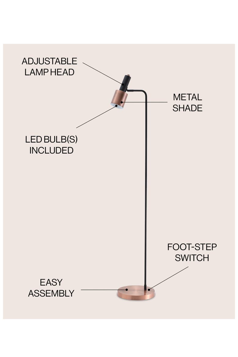 Brady 59.50" Metal LED Task Floor Lamp, Copper/Black, Alternate, color, Copper/Black