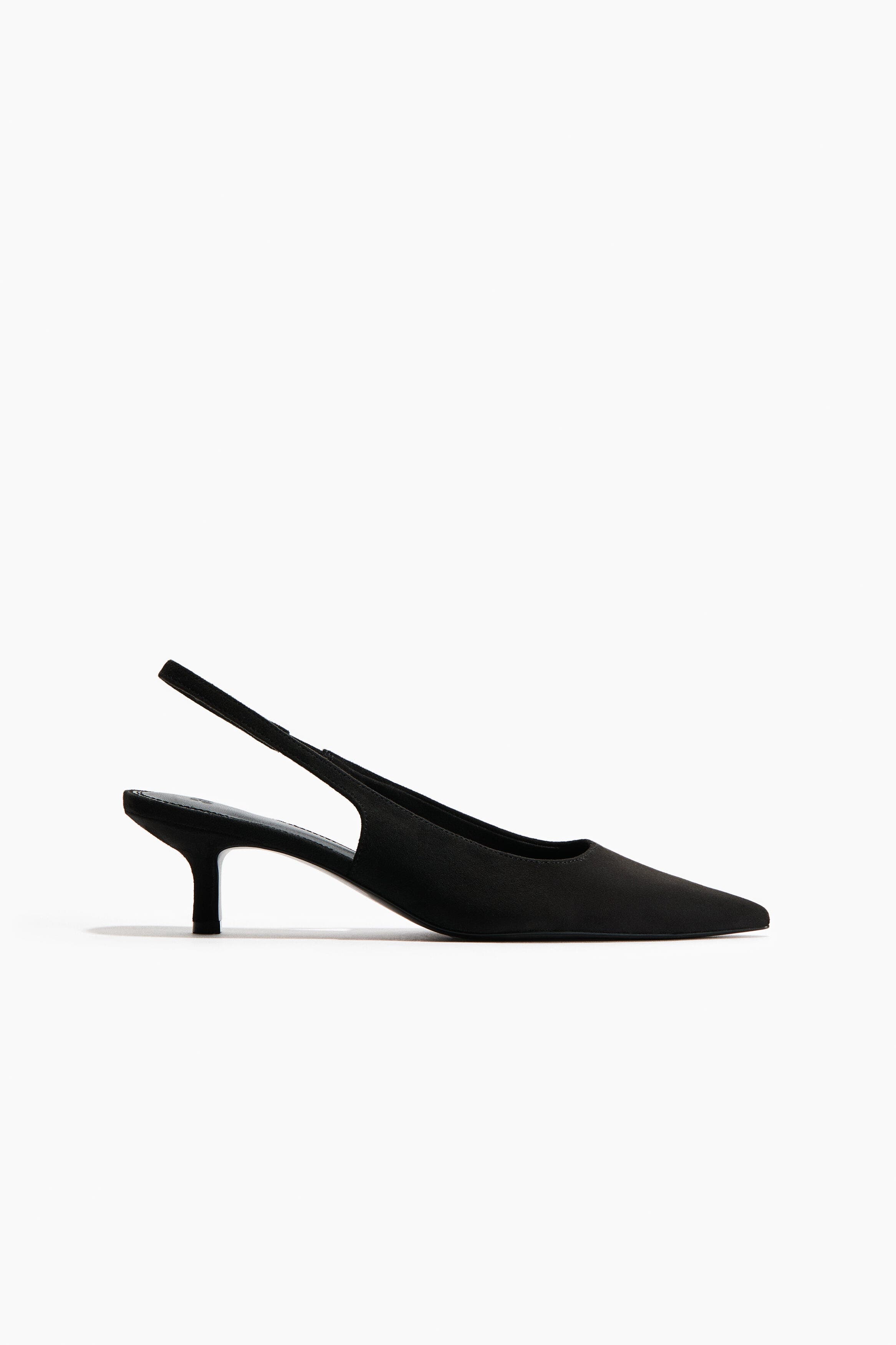 H&M Slingback Court Shoes, Main, color, Black