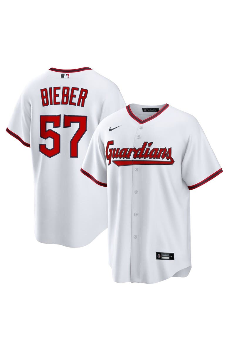 Nike Men's Nike Shane Bieber White Cleveland Guardians Home Replica Jersey, Main, color, 