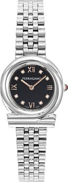 FERRAGAMO Gancini Twisted Diamond Bracelet Watch, 28mm