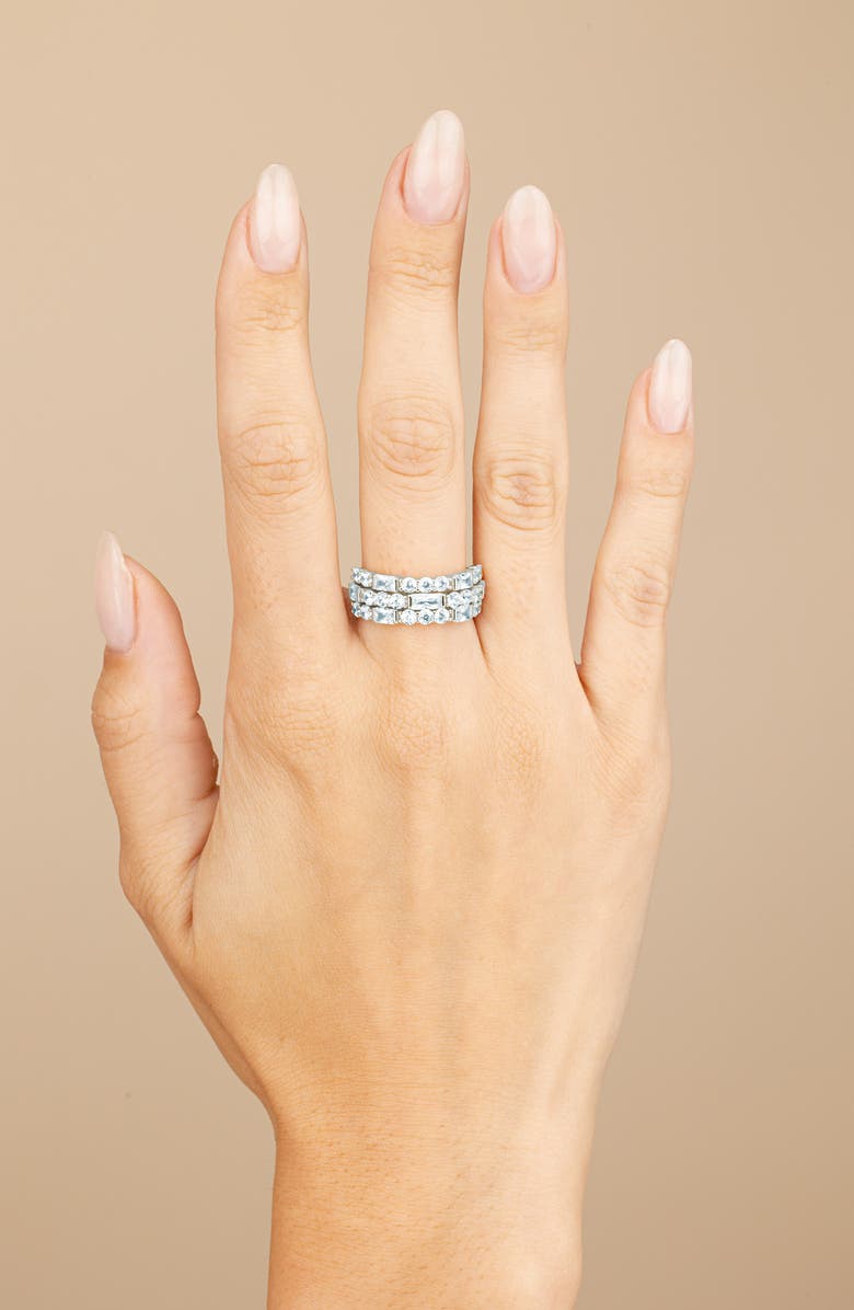 Sterling Forever Kornelia Three Row Eternity Band Ring, Alternate, color, Silver