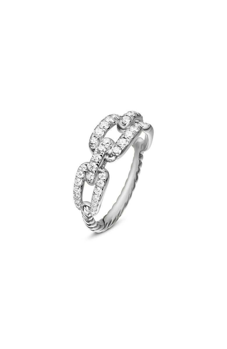 David Yurman Stax Diamond Chain Link Ring, Alternate, color, White Gold