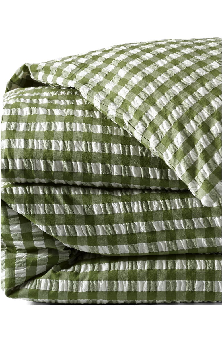 Lands' End Cotton Seersucker Duvet Bed Cover, Alternate, color, Dried Basil Gingham