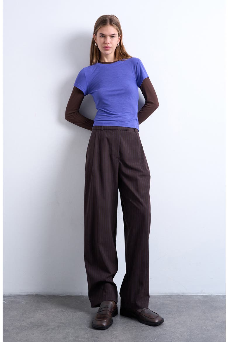 Sheer Rib Double Layer Long Sleeve Top, Alternate, color, PURPLE