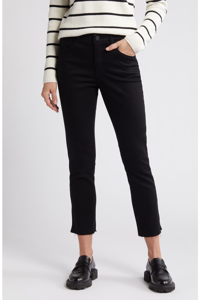 Logan 'Ab'Solution High Waist Slim Fit Raw Hem Crop Jeans, Alternate, color, BLACK