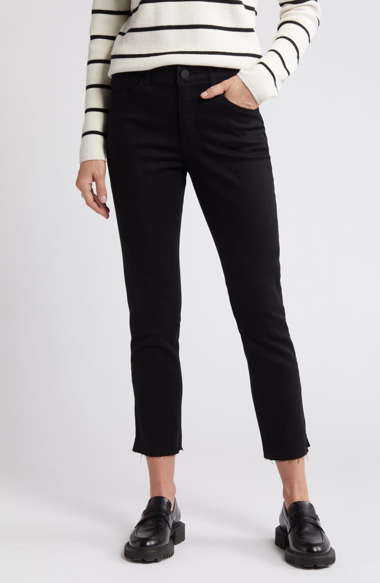 Wit & Wisdom Logan 'Ab'Solution High Waist Slim Fit Raw Hem Crop Jeans, Alternate, color, Black