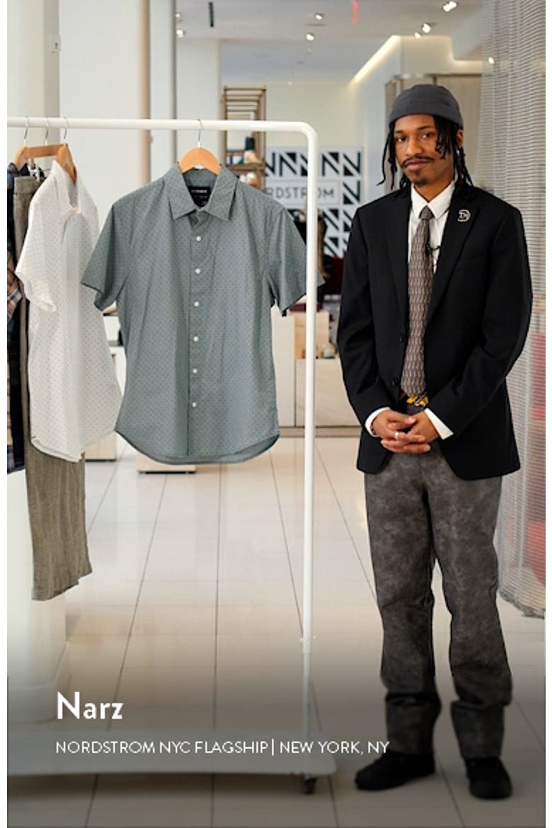 Riviera Slim Fit Dot Stretch Short Sleeve Button-Up Shirt video