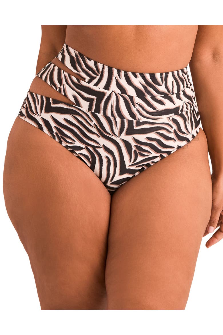 Demi Swimwear High Waist Bikini Bottom, Main, color, Animal beige