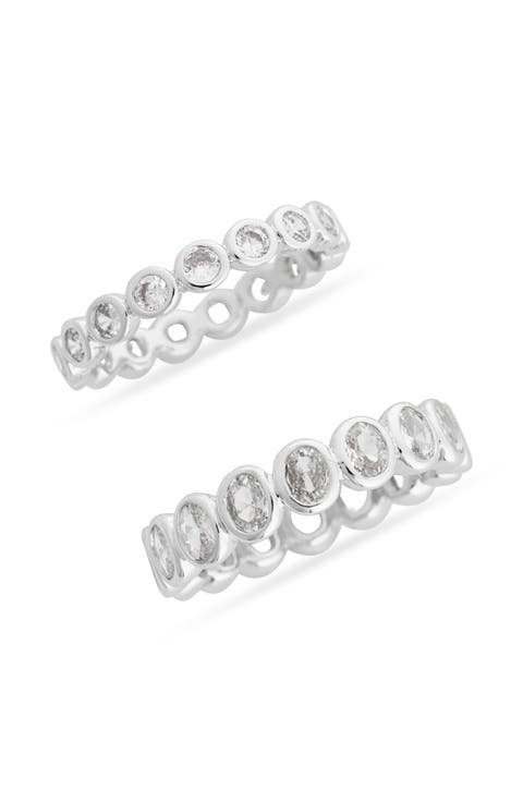 2-Piece Mixed CZ Eternity Band Ring Set