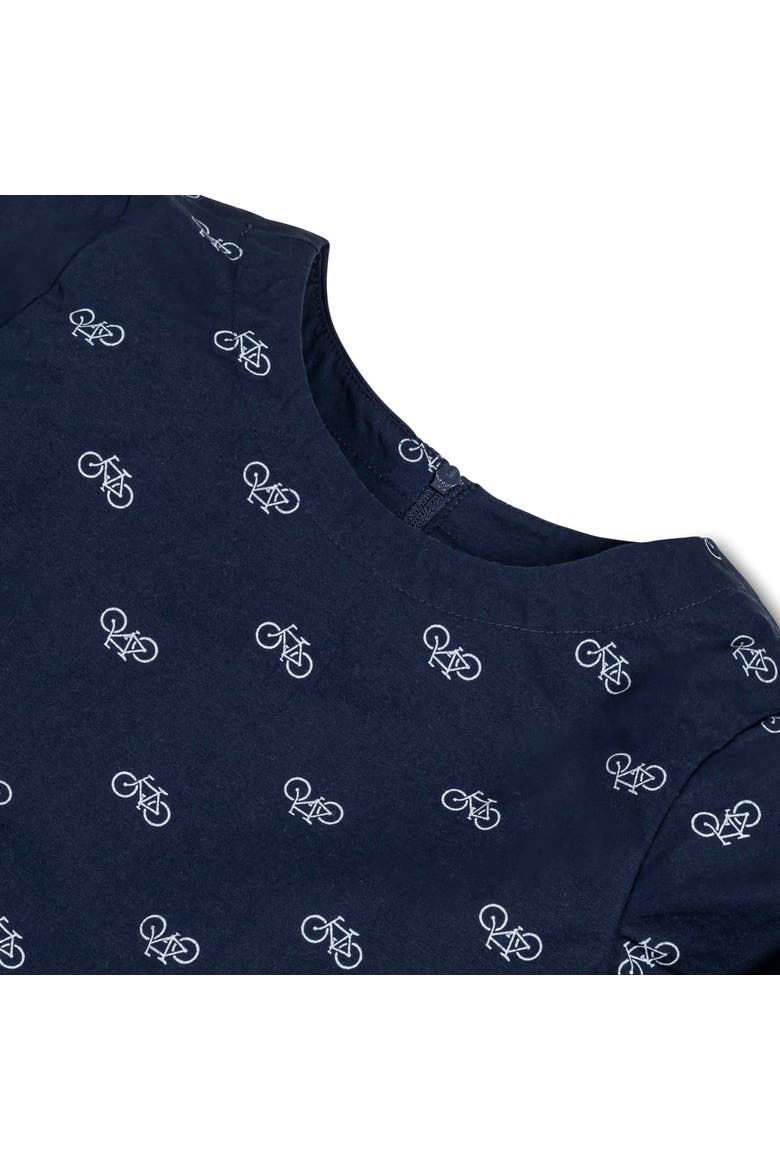 Baby Girls' Ruffle Waist Dress, Infant, Alternate, color, Navy Bicycle Print