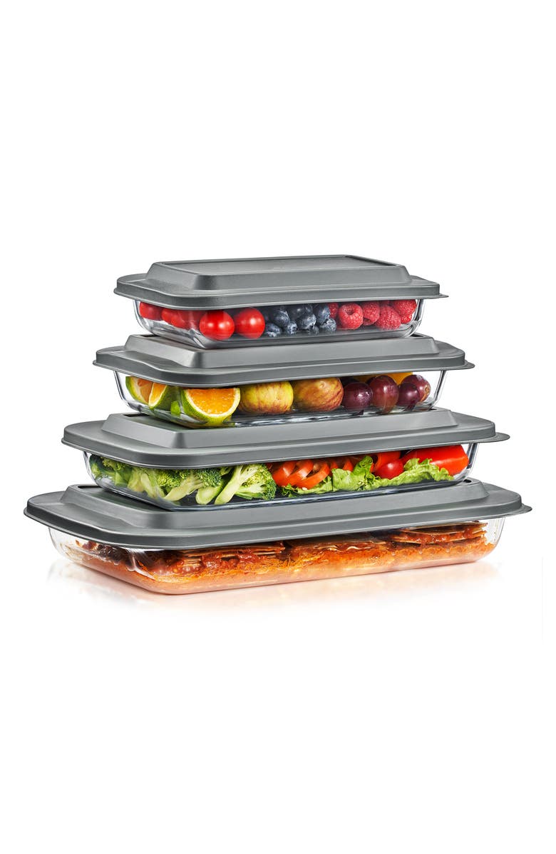 SORBUS 4-Piece Deep Dish Baking Dish Set, Alternate, color, Clear