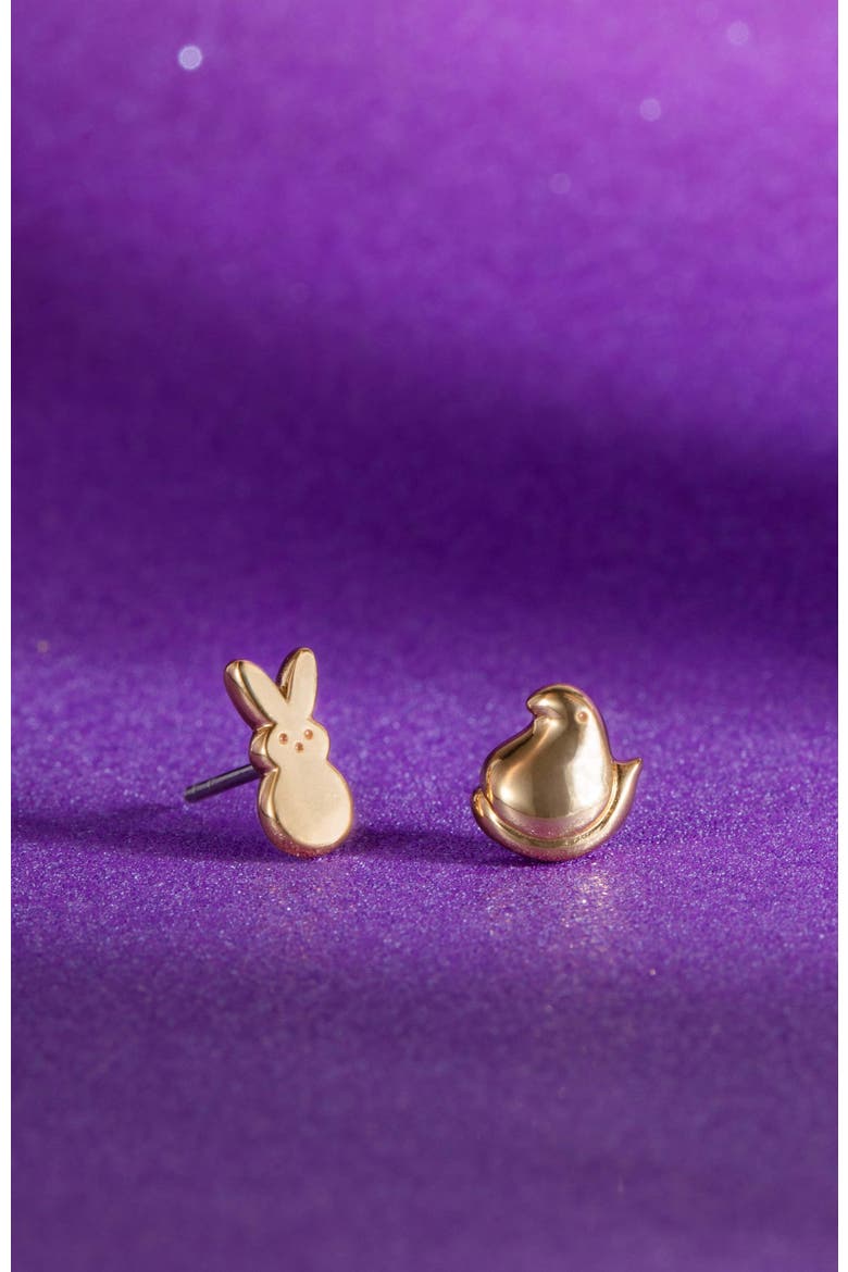 Peeps® Mismatched Stud Earrings, Alternate, color, Gold