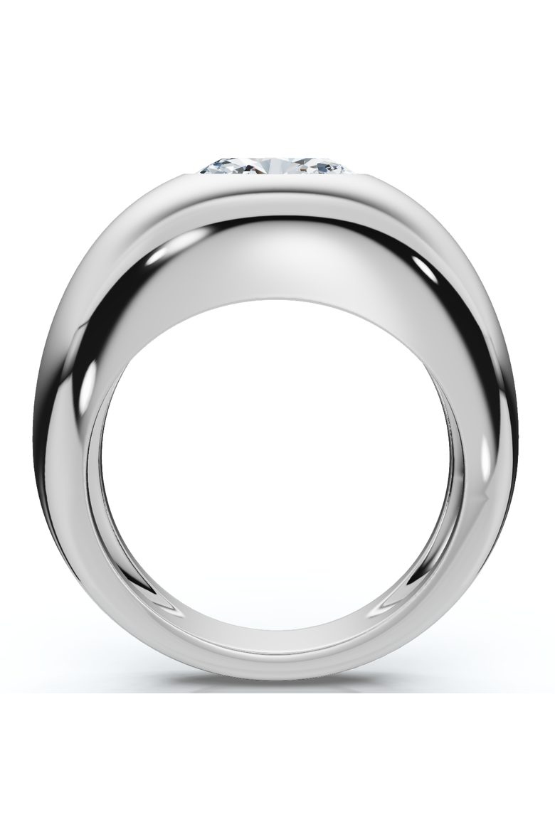 1Ct Sideways Oval Bezel Solitaire Stackable Dome Band Gold Lab Grown, Alternate, color, 10k White Gold