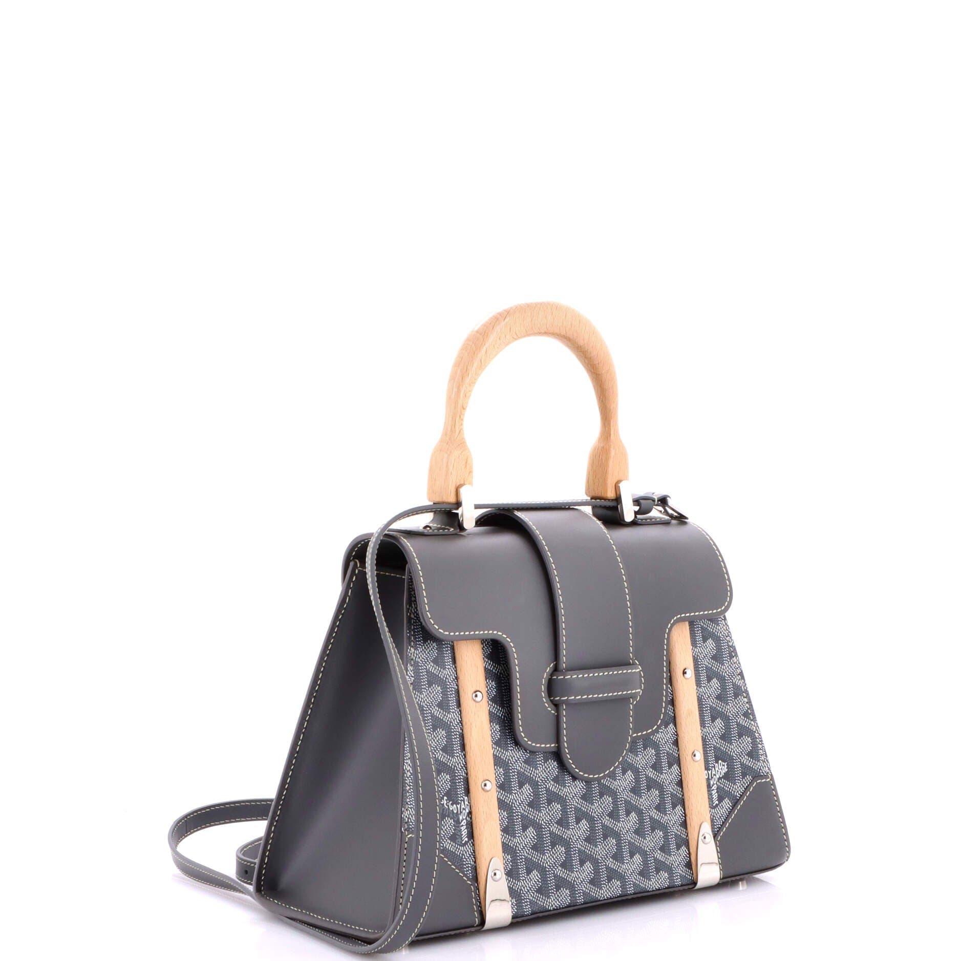 Pre-Owned Goyard Saigon Top Handle Bag Coated Canvas with Leather PM, Alternate, color, Gray