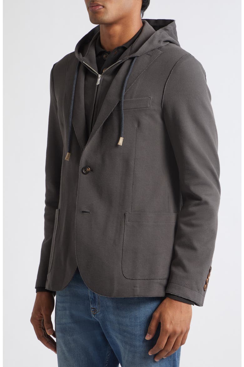 Slim Fit Piqué Sport Coat with Removable, Hooded Bib, Alternate, color, 22N BLACK