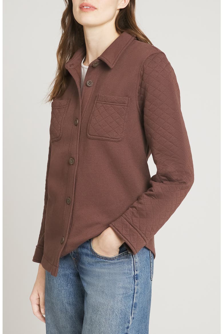 Quilted Button Down Shirt, Alternate, color, SHAVED CHOCOLATE