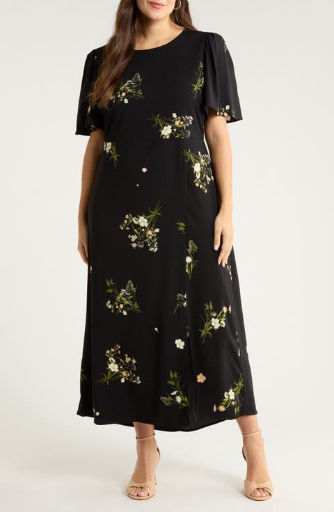 Jenna Floral Print Maxi Dress (Plus)