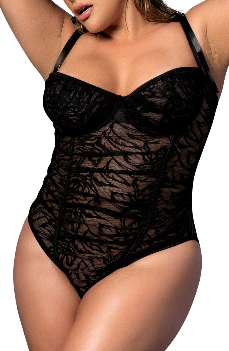 Mapale Floral Lace Underwire Bodysuit, Main, color, 