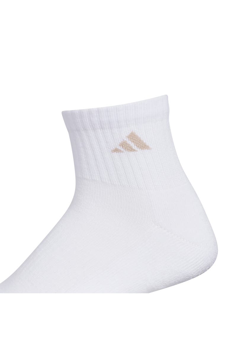 adidas Assorted 3-Pack Cushioned Quarter Socks, Alternate, color, White/ Wonder Beige/ Beige