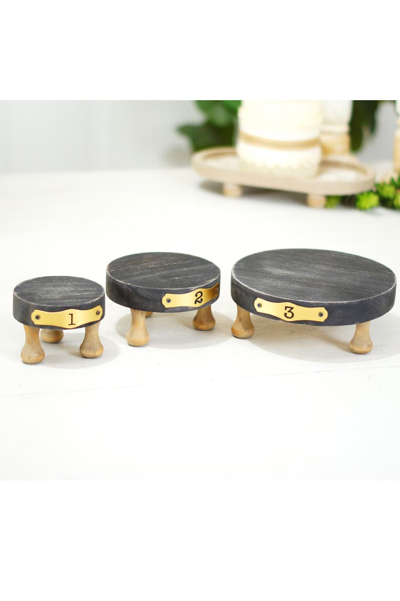 Wood Black Numbered Risers Set of 3, Decorative Wooden Display Risers for Farmhouse Home Décor, Alternate, color, Black