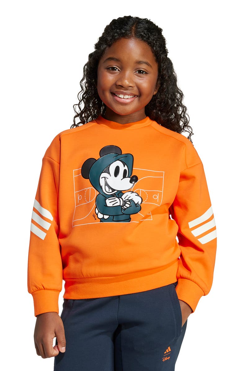 adidas Originals Kids' x Disney Mickey Mouse Sweatshirt, Main, color, Seimor/Owh