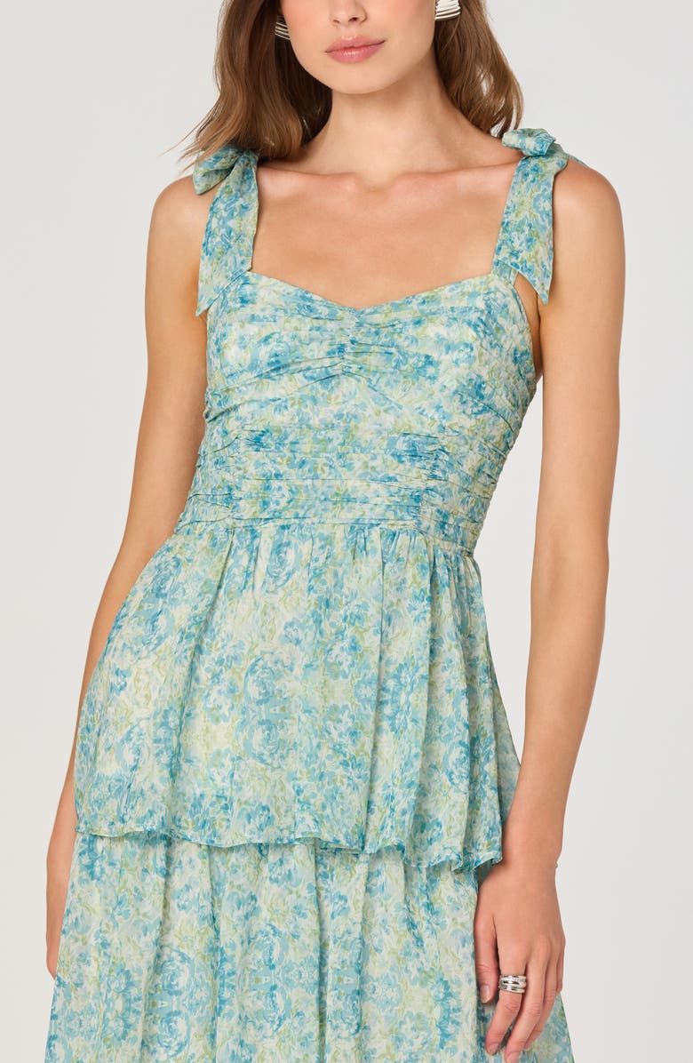ASTR the Label Tiered Tie Strap Sundress, Alternate, color, Blue Floral