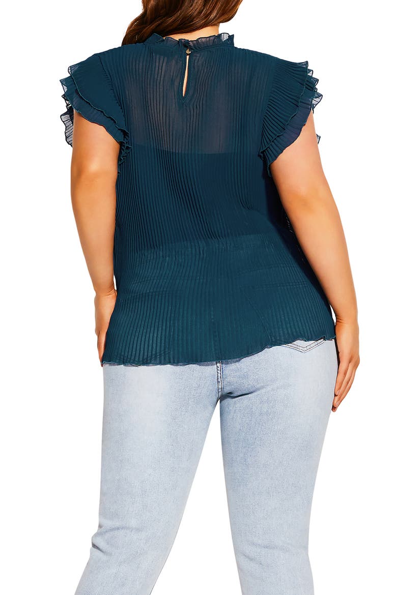 Off Beat Ruffle Sleeve Top, Alternate, color, PETROL
