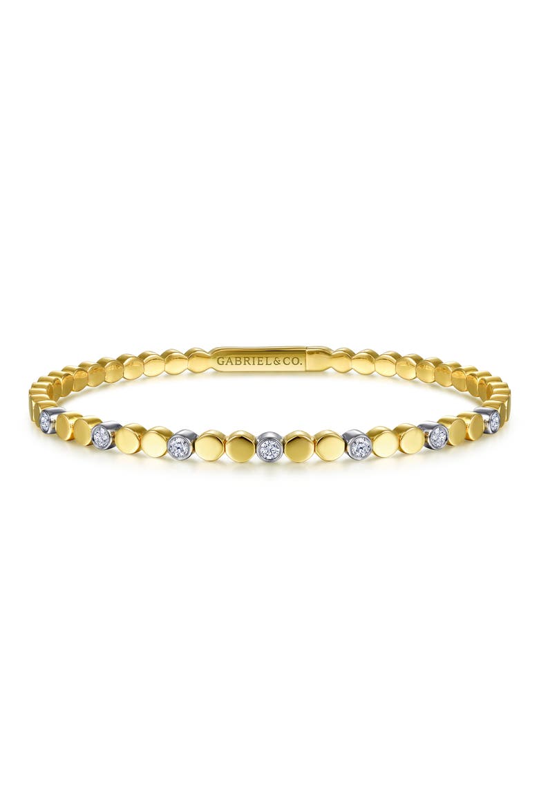 Demure 14K Gold & Diamond Bangle Bracelet, Main, color, 14K YELLOW/ WHITE GOLD