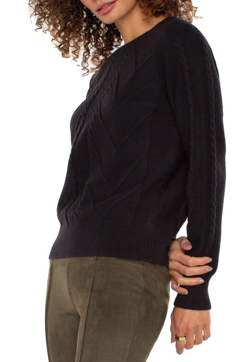 Mix Stitch Crewneck Sweater, Alternate, color, BLACK