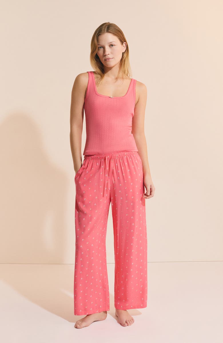 Etam Odelia Sorbet Cotton Pointelle Pajama Tank, Alternate, color, Grenadine