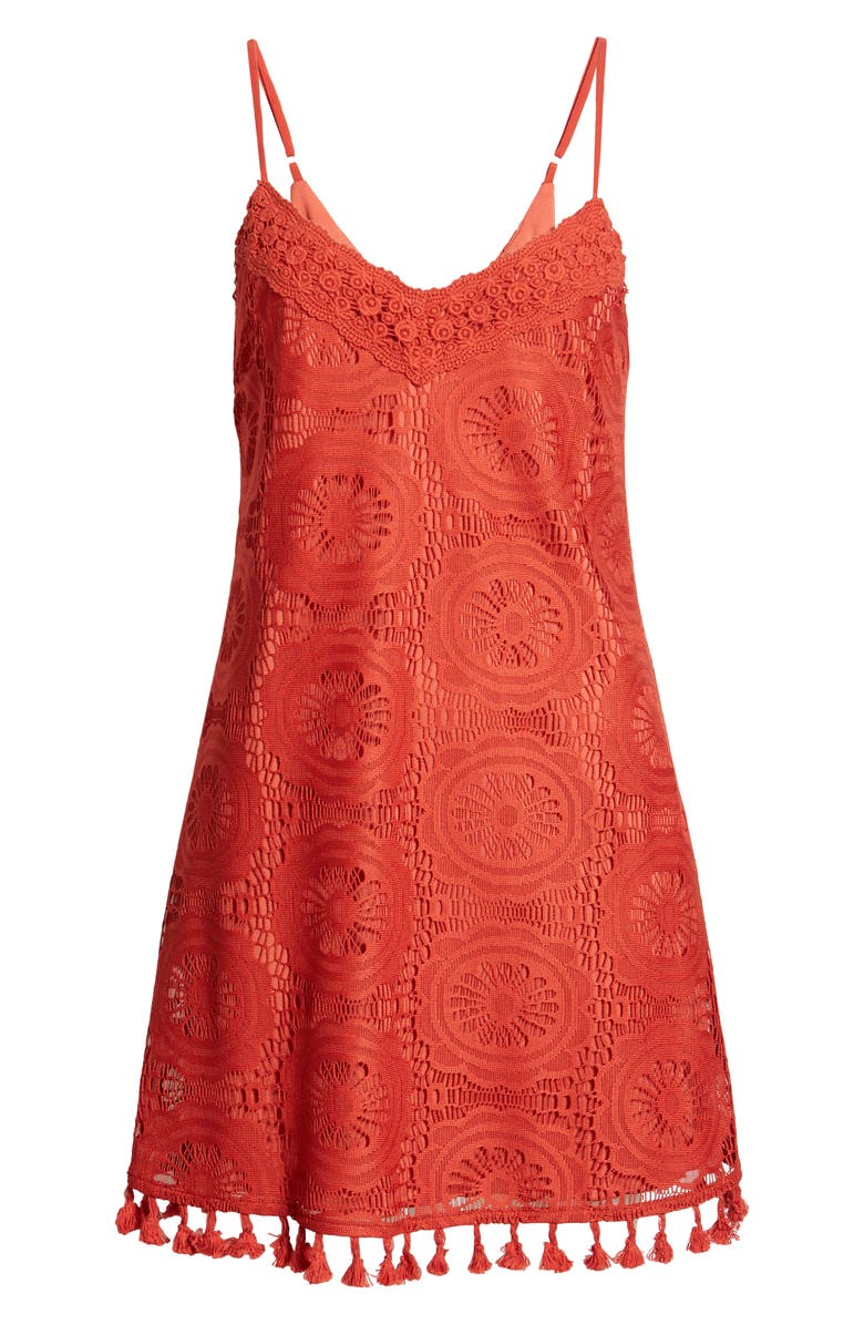 Speechless Tassel Trim Lace Slipdress, Alternate, color,