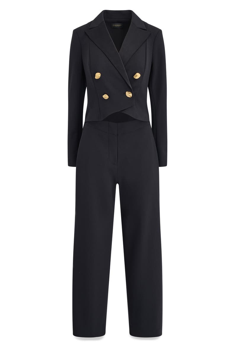 Long Sleeve Double Breasted Jumpsuit, Alternate, color, BLACK/ BLACK