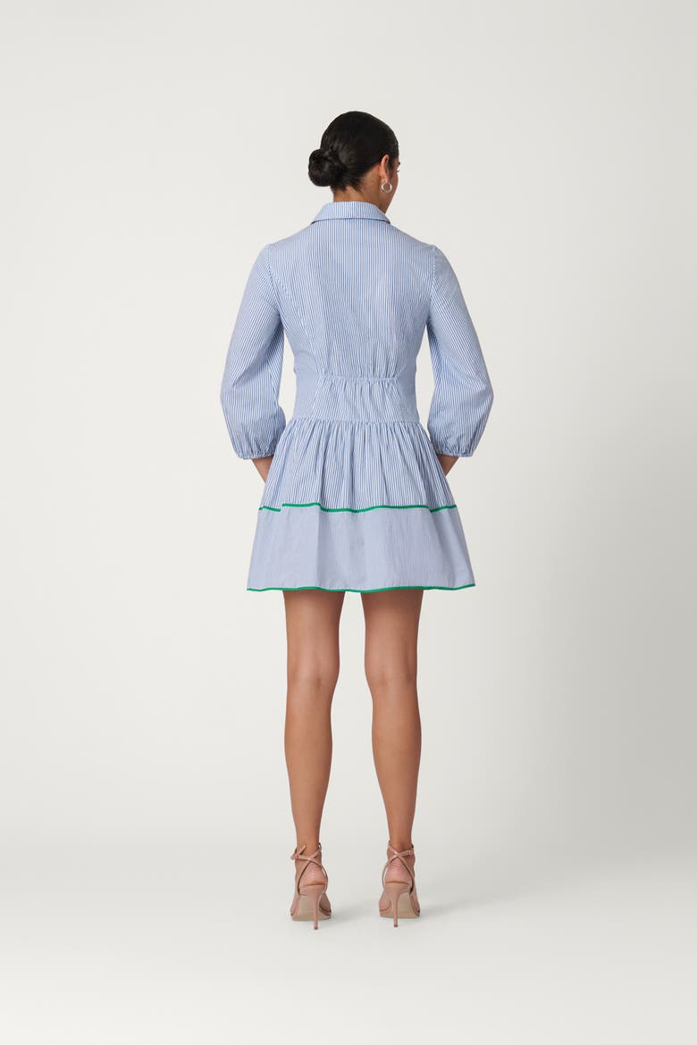 Cotton Pinstripe Chatfield Dress, Alternate, color, French Blue/Optic/Green