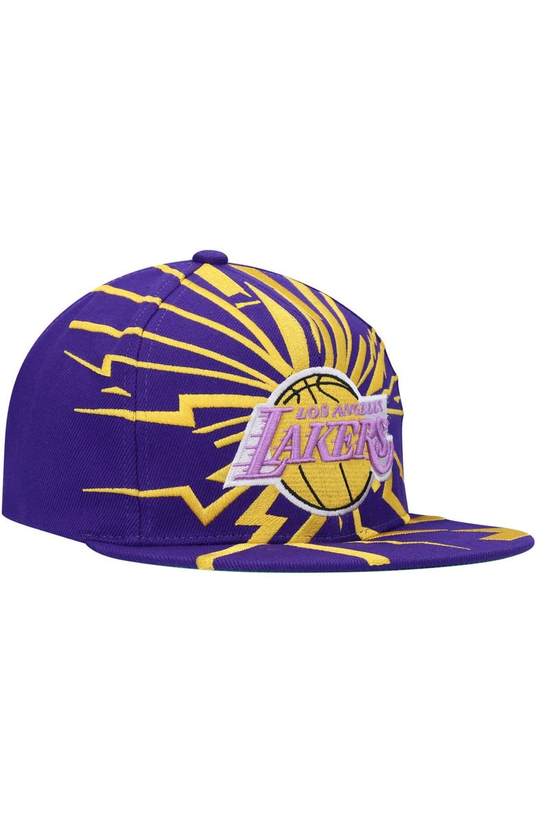 Mitchell & Ness Men's Mitchell & Ness Purple Los Angeles Lakers Hardwood Classics Earthquake Snapback Hat, Alternate, color, 