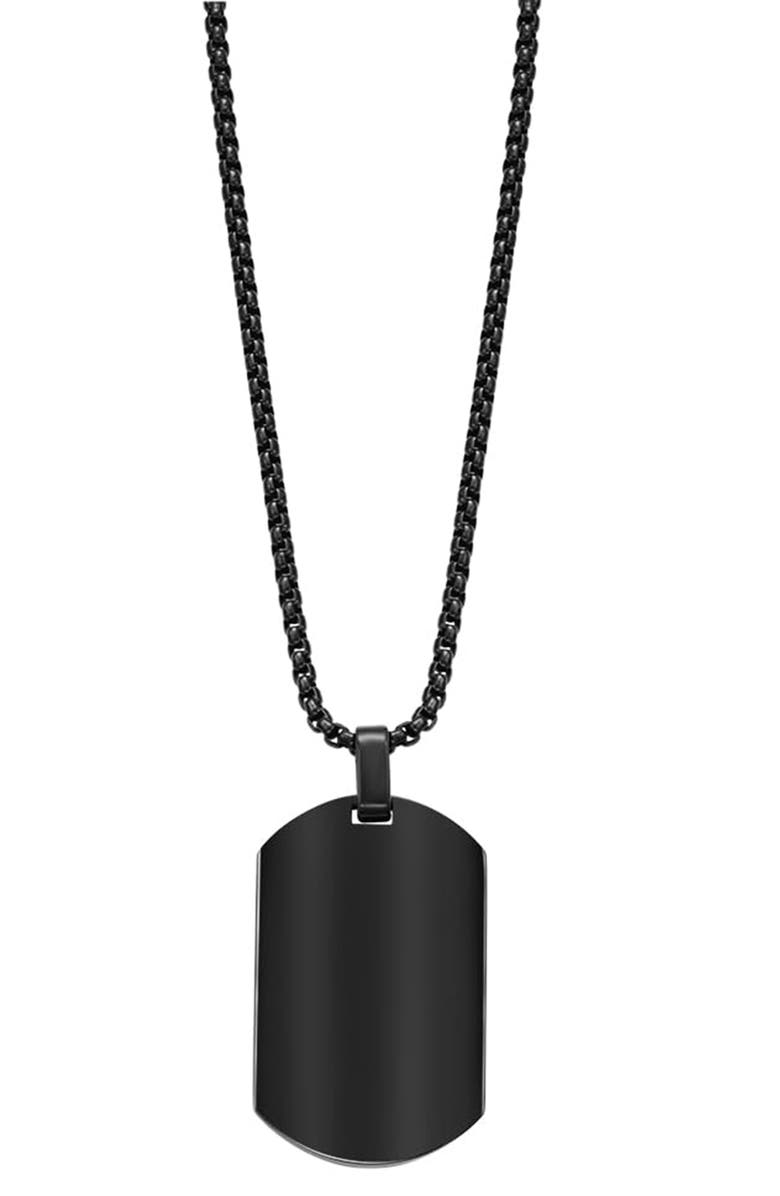 GEOFFREY BEENE Men's Stainless Steel Dog Tag Pendant Necklace, Main, color, Solid Black